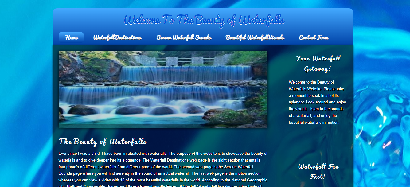 Beauty of Waterfalls Informational Website
